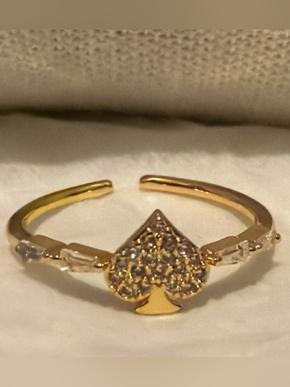 Gold Spade Crystal Open Ring - Women Jewelry